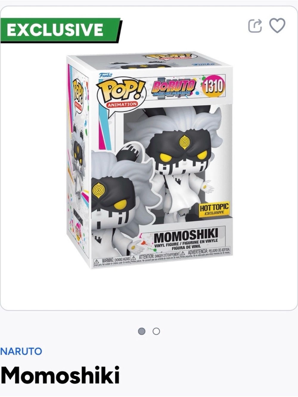 Funko Pop! Animation Momoshiki - White, Black & Yellow- Naruto- 1310